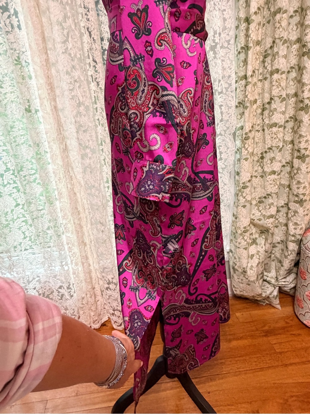 Lauren Ralph Lauren Fuchsia Paisley Maxi Shirt Dress - Picture 6 of 9
